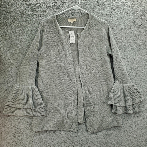 Ann Taylor Loft Outlet Ruffle Sleeve Cardigan Sweater Size MP NWT - Picture 1 of 10